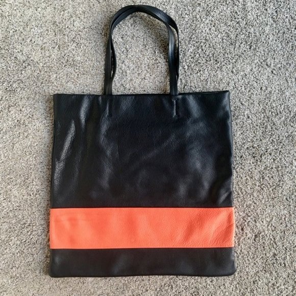 NWT Club Monaco Laura Tote - Navy Blue + Orange - Picture 3 of 7